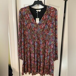 Boden V Neck Plisse Mini Dress, Gardenia Petal, Size US  16-18